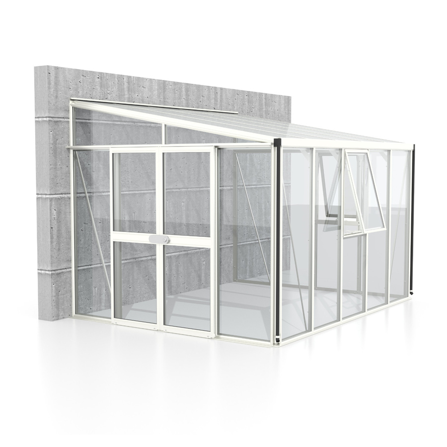 Vitavia Anlehn-Gewächshaus Helena in Weiß mit 8,6 m² Fläche, Aluminiumrahmen und Einscheiben-Sicherheitsglas - Bild 1