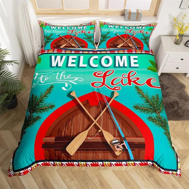 Fishing King Bettwäsche-Set aus Mikrofaser mit Angel-Motiv in Blau, B/H: 200 x 230 cm, inklusive 2 Kissenbezügen (50 x 70 cm) - Bild 1