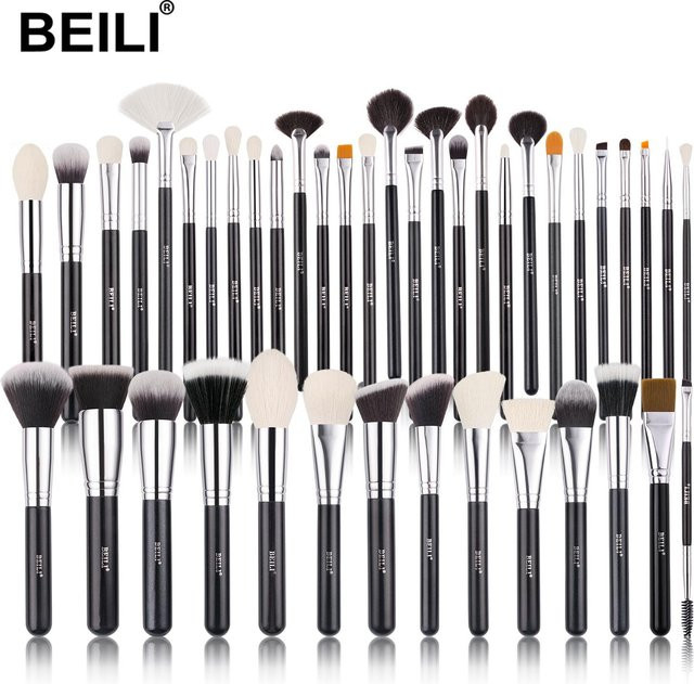 BEILI Make-up-Pinsel-Set mit Halter, 42 Stück, Grau - Bild 1