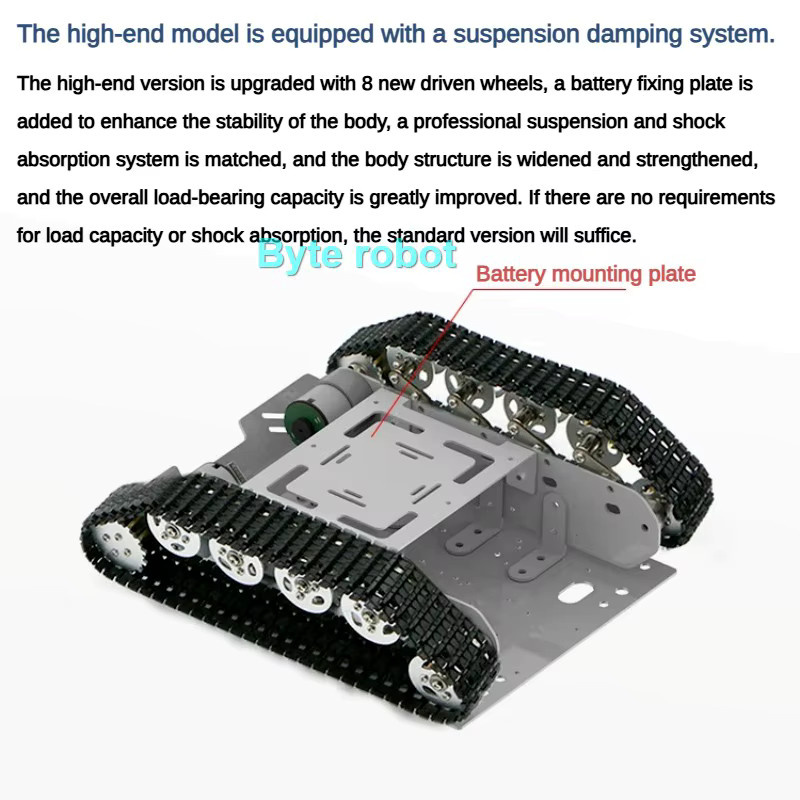 BinHex Schwerlast-Stoßdämpfer-Kettenfahrzeug-Roboter-Chassis, Smart Vehicle, mit 12V Metall-Encoder-Motor, ab 14 Jahren - Bild 2