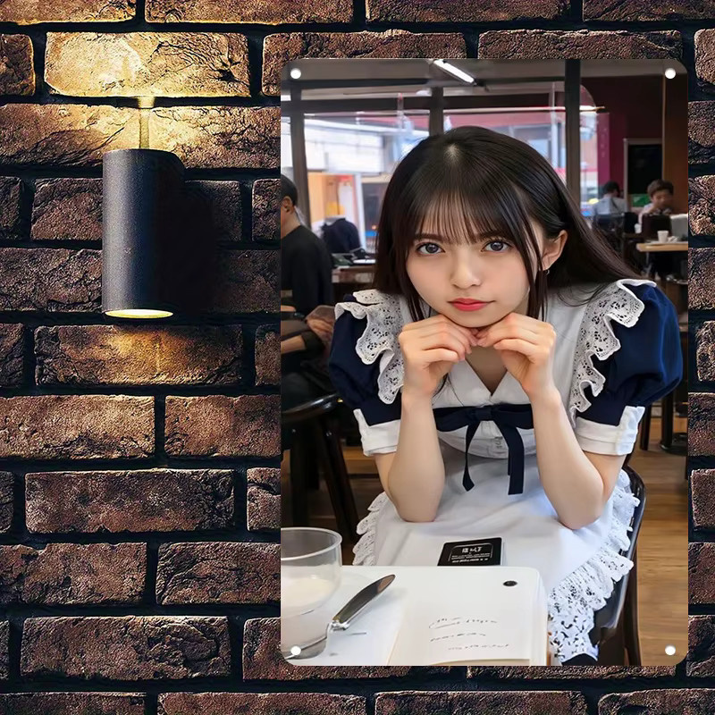 HELLOYOUNG Metallschild Maid Cafe Girl Wandkunst, Mehrfarbiges Metallposter für Wohnzimmer, Schlafzimmer und Küche - Bild 3