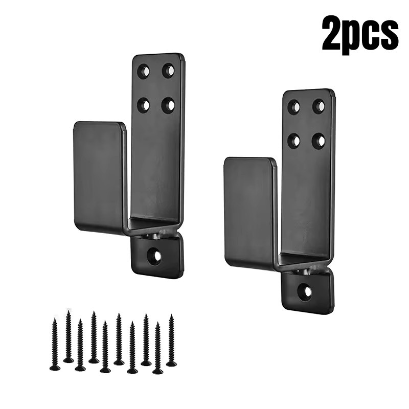 2 Stück Türbarrikathalterungen aus schwarzem Kohlenstoffstahl, U-förmige Sicherheitsstangenhalter für Holz, Garage und Schuppen - Bild 7