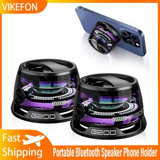 Opansten Tragbarer Bluetooth-Lautsprecher mit RGB-Beleuchtung und Telefonhalter, Mini-Soundbox in Purple, BT5.3 mit 7 Stunden Wiedergabezeit - Bild 1