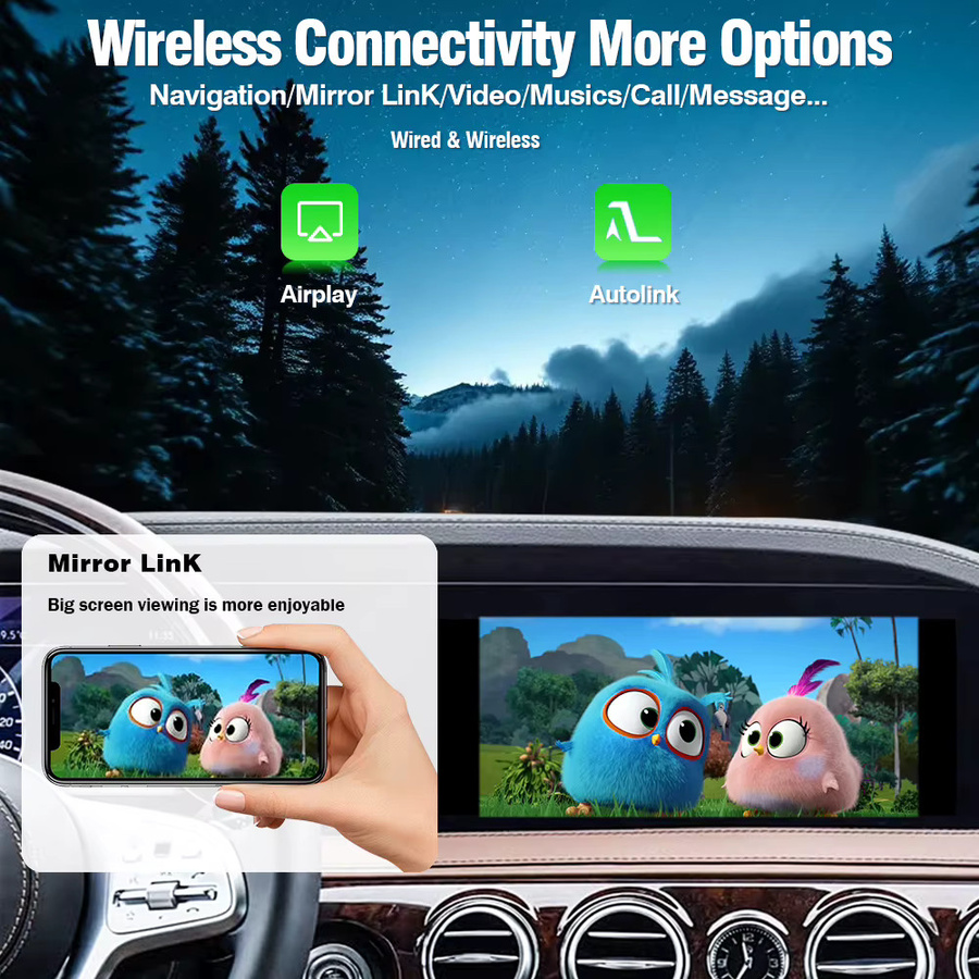 AUTOTOP Kabelloses Apple CarPlay und Android Auto Interface für Mercedes Benz NTG5.5 W213 W222 W205 W176 in Schwarz mit MirrorLink und AirPlay - Bild 4
