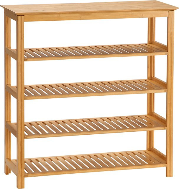 HOMCOM Schuhregal aus Bambus in Braun, offener Schuhständer mit 4 Ebenen für 20 Paar Schuhe, B/T/H: 80 x 29 x 82 cm - Bild 1