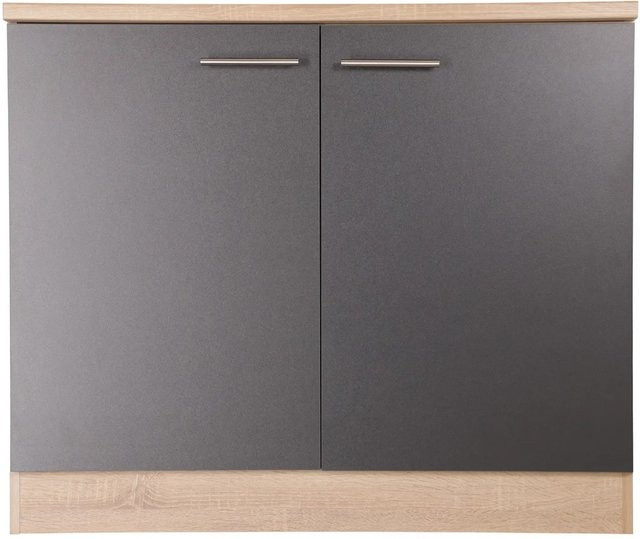 Respekta Küchen-Spülenunterschrank Merle in Grau mit Soft-Close-Türen und internen Regalböden, B/H/T: 100 x 84,8 x 60 cm - Bild 1