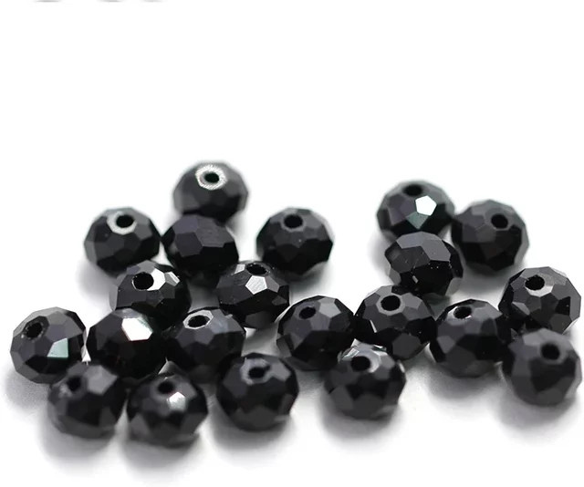 QIAO Perlen, schwarz, facettiert, Glas, 4-8mm, Unisex - Bild 1