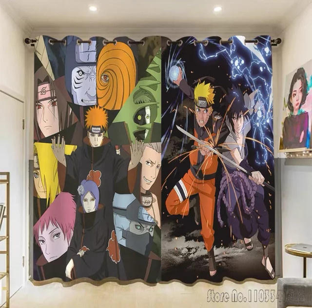Bandai Naruto Akatsuki 3D-Druck Verdunkelungsvorhänge Set aus 2 Panels in Mehrfarbig - Bild 1