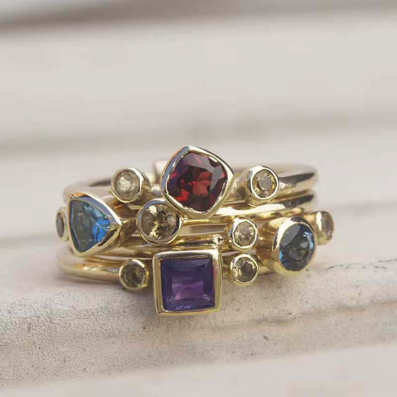 Huitan Ring, Bunt, Zirkonia, Gold, Damen, Vintage - Bild 2