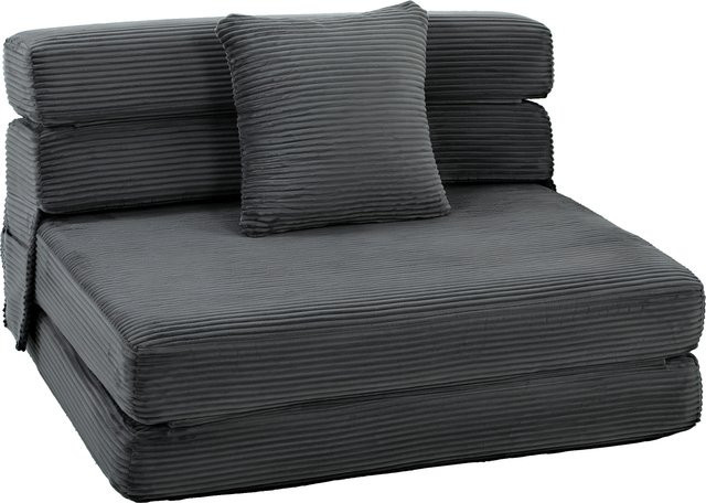HOMCOM 2 in 1 Schlafsessel mit Schlafsofa-Funktion in Cordoptik, gepolstertes Gästebett, Dunkelgrau, B/T/H: 100 x 76 x 62 cm - Bild 1
