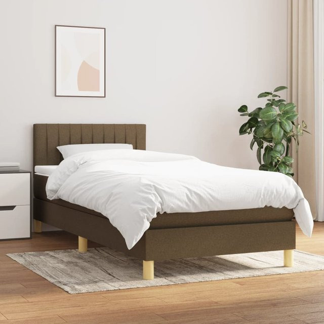 vidaXL Boxspringbett mit Matratze in Braun aus Stoff, B/T/H: 80 x 200 x 88 cm - Bild 3