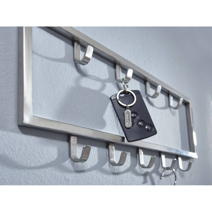 Wohnling Garderobe aus Metall in Silber Matt mit Haken B/H/T: 50 x 20 x 4 cm - Bild 2