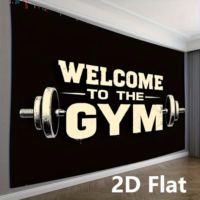 VIKAMA Wandteppich Welcome To The Gym im Retro-Industriedesign, Schwarz, B: 40 cm, H: 40 cm - Bild 2