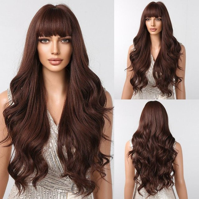 EASIHAIR Synthetik-Perücke, platinblond Ombre, lang wasserwellig mit Pony, Damen - Bild 1