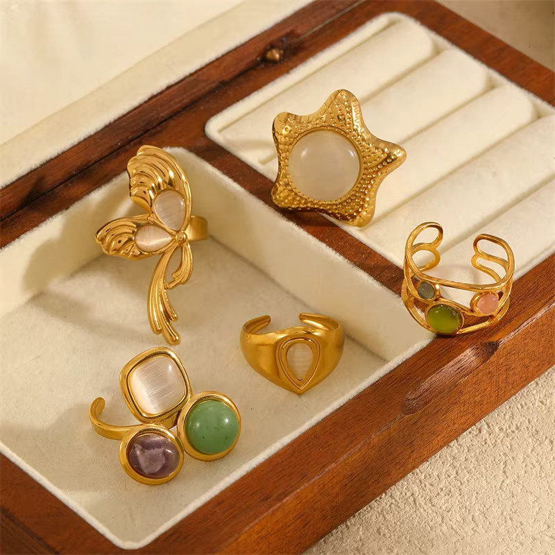 EILIECK Ring Edelstahl, Gold, Kristall, Damen - Bild 2