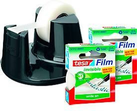 tesafilm Tischabroller Easy Cut Compact mit 3 Rollen Klebefilm matt-unsichtbar in Schwarz - Bild 1