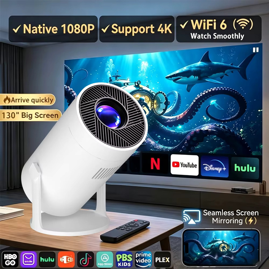 MAOHUTER Tragbarer Smart-Projektor mit 4K Vision, 180 Grad Rotation und automatischer Trapezkorrektur, Weiß - Bild 4