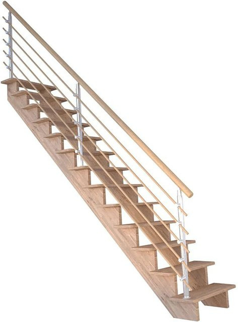 StarWood Treppe Lindos Pro Eiche Gerade 100 cm mit Design-Geländer und Holzstäben - Bild 1