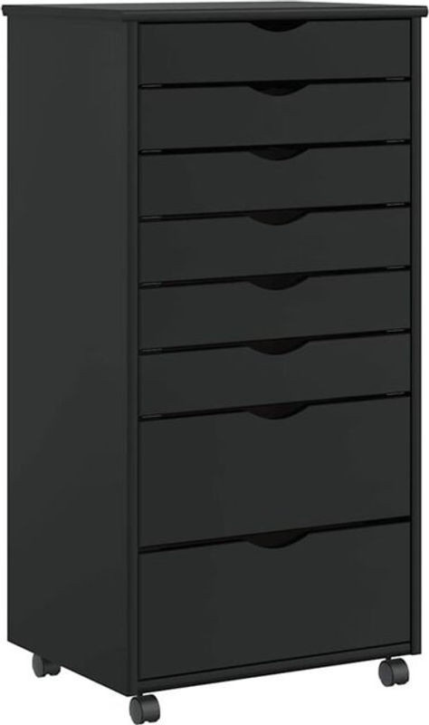 Rollschrank Moss mit Schubladen aus Massivholz Kiefer in Schwarz von Vidaxl im Landhausstil - Bild 1