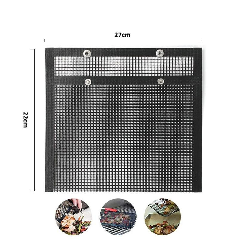 Wiederverwendbarer BBQ-Grill-Netzbeutel von Yiran Furniture aus schwarzem Teflon-Glasfaser, antihaftbeschichtet für Grillen und Backen - Bild 3