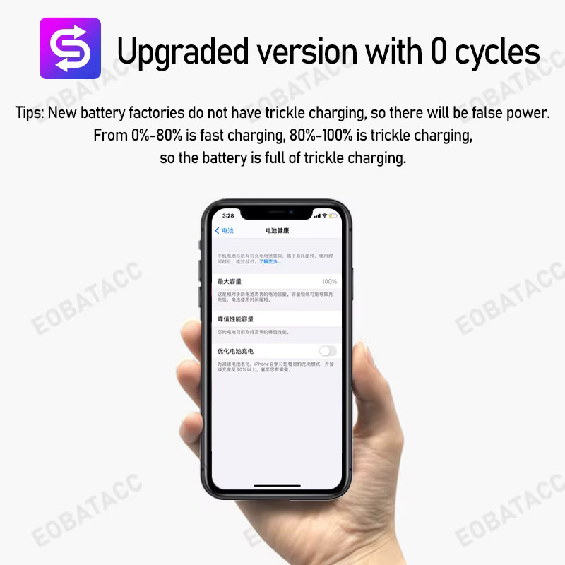 EOBATACC Ersatzakku für iPhone 6 6S 7 8 X XR XS 11 Pro Max 12 Pro Max, Farbe: Schwarz - Bild 3
