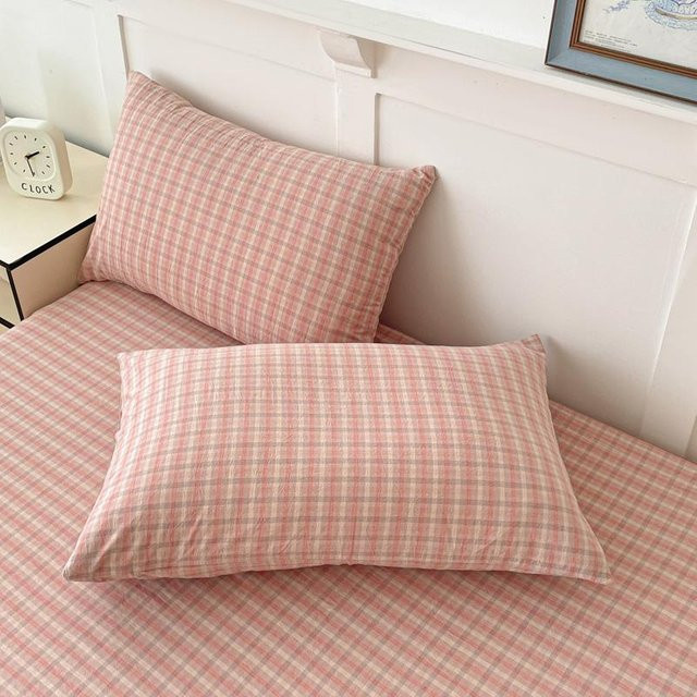 JMG Clothing Kissenbezug Set aus 100% Baumwolle mit Gittermuster in Pink, 2 Stück, B/H: 48 x 74 cm - Bild 1