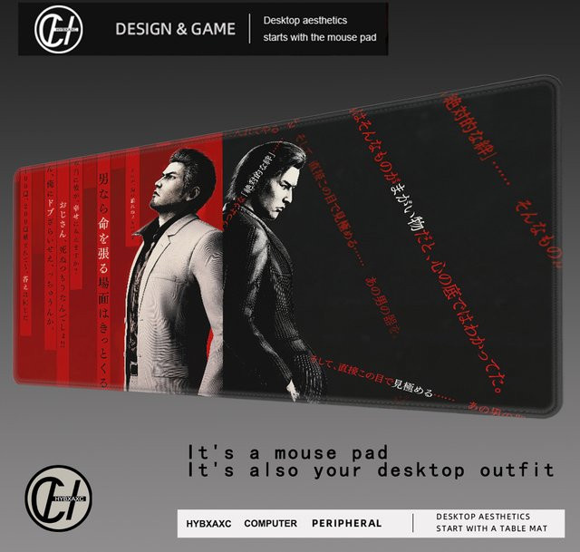 HYBXAXC Yakuza Gaming Mauspad mit Regenbogen-Design, B/T: 90 x 40 cm, Multicolour - Bild 1