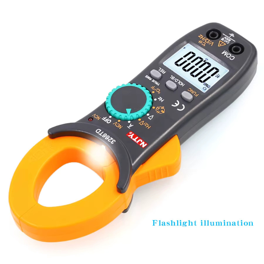 NJTY 3266TA Digitales Zangenmessgerät Multimeter Zangenamperemeter in Orange zur Messung von Kapazität, Temperatur, Dioden und Frequenz (AC/DC) - Bild 2