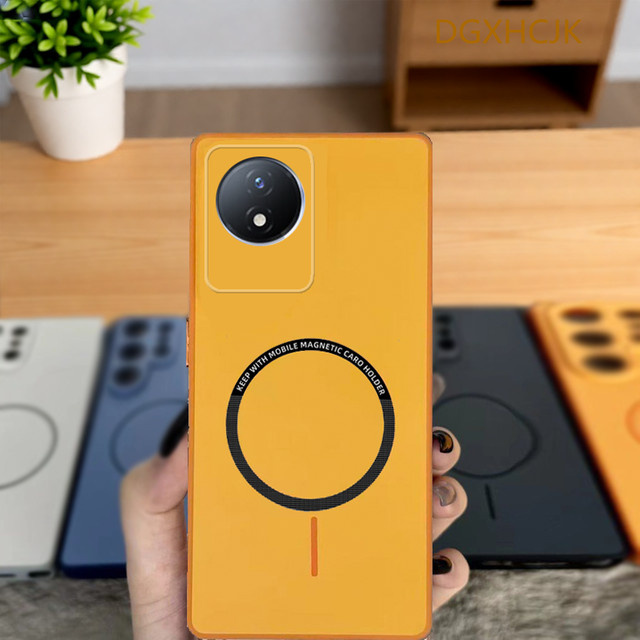 Stoßfeste magnetische Silikon-Handyhülle für Vivo Y02, Y02T und Y02A in Orange - Bild 1