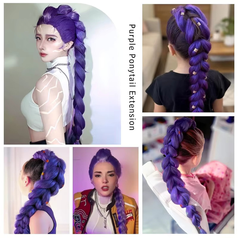 LUPU Synthetische Haarverlängerungen Braiding Hair, Lila, Damen - Bild 6