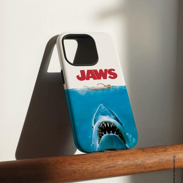 Film J-Jaws Handyhülle für iPhone 17 16 15 14 13 12 Pro Max Plus, glänzende HD-Doppelschicht-Flüssighartschale in Weiß und Multicolour - Bild 1