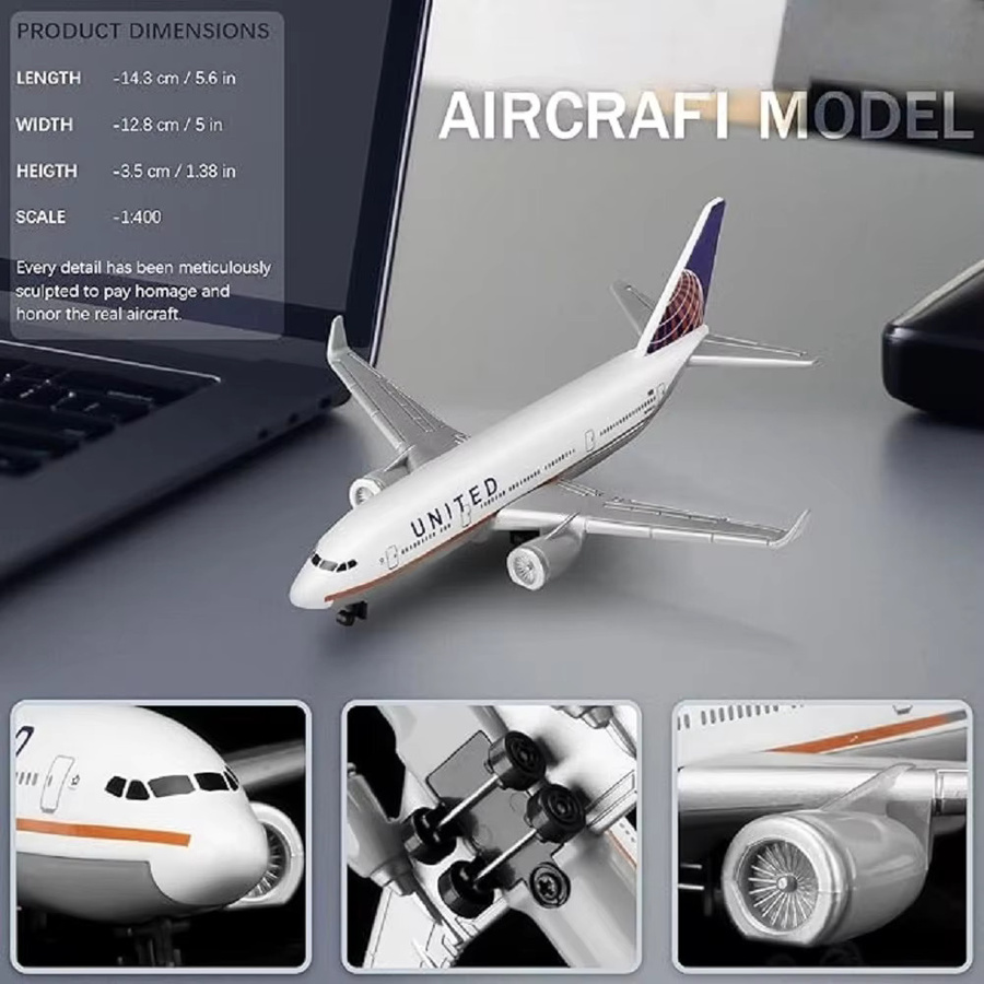 ZOCO United Airlines 747 B747 Flugzeugmodell, Druckgussmetall, 1:400 - Bild 4