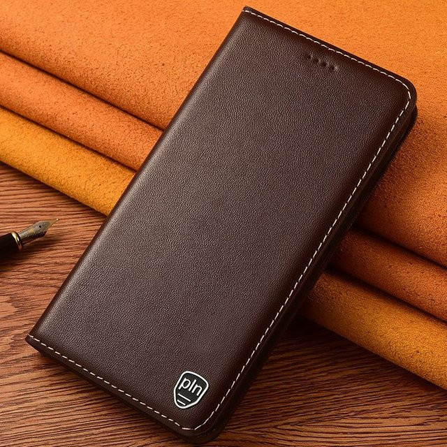 Echtleder Flipcover Schutzhülle für Samsung Galaxy A55 A52S A51 A50 A35 A25 F34 in Braun - Bild 1