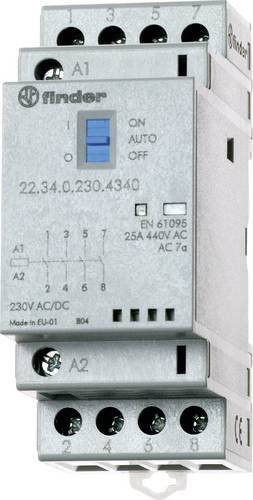 Finder Installationsschütz 22.34.0.024.4340 mit 4 Schließern, 24 V/AC/DC, 25 A, grau - Bild 1