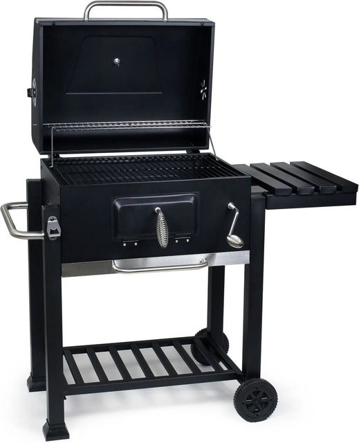 Wiltec BBQ Holzkohle Grillwagen in Schwarz mit Thermometer und Warming Rack als Grillstation und Smoker - Bild 1
