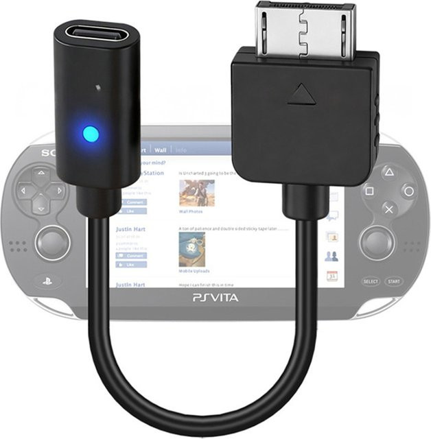 Sony USB-C Konverter Adapter für PlayStation Vita 1000 mit Anzeigelicht, Schwarz - Bild 1