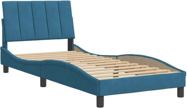 vidaXL Bettgestell Hanko in Blau aus Samt und Kiefernholz, B/T/H: 90 x 190 cm - Bild 1