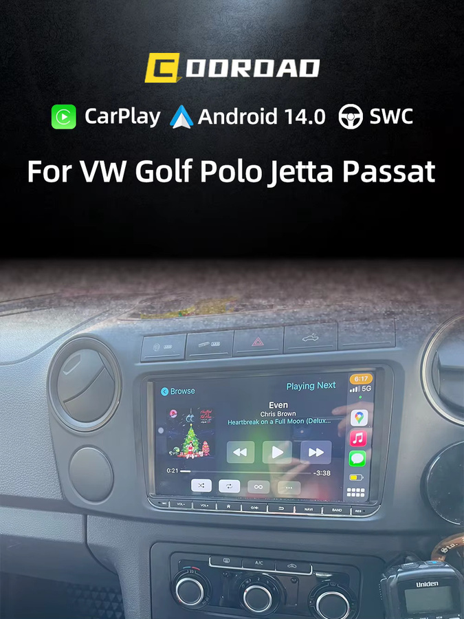 COOROAD Android 14.0 Autoradio mit 9 Zoll Display, CarPlay, 4G, WiFi, GPS und Bluetooth in Schwarz für Volkswagen Golf Polo Jetta Tiguan Passat sowie Seat Octavia - Bild 5