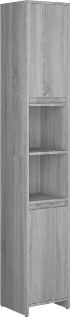 vidaXL Badezimmerschrank Grau Sonoma aus Holzwerkstoff mit Schranktüren und Regalfächern B/T/H: 30 x 30 x 183,5 cm - Bild 1