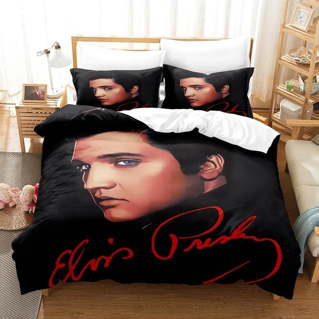 Elvis Presley 3D Bettwäsche-Set aus Mikrofaser mit Bettbezug und Kissenbezügen, Breite: 70 cm, Länge: 133 cm - Bild 1