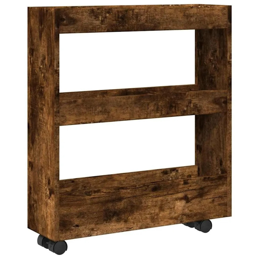 vidaXL Aufbewahrungswagen schmal mit 3 Etagen aus Holzwerkstoff in Geräucherte Eiche, B/T/H: 18 x 15 x 70 cm - Bild 2