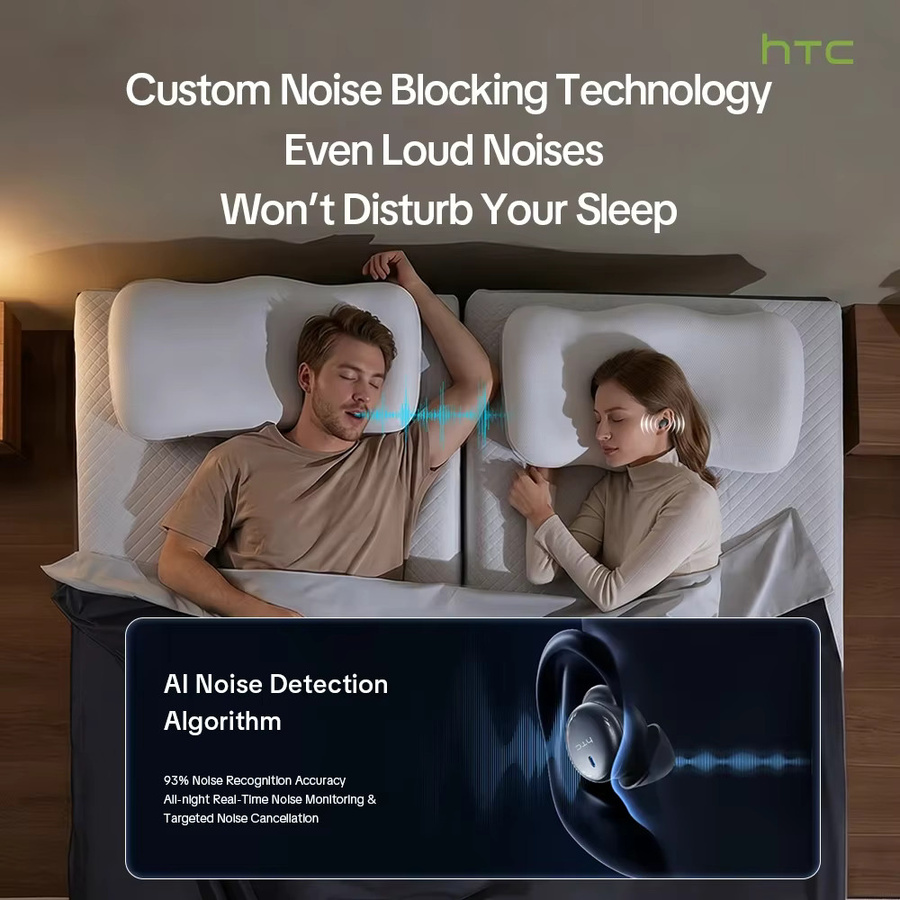 HTC NE92 Schlaf-Mini-Bluetooth-Ohrhörer mit Mikrofon und Geräuschunterdrückung, TWS kabellose In-Ear-Kopfhörer in Schwarz - Bild 3