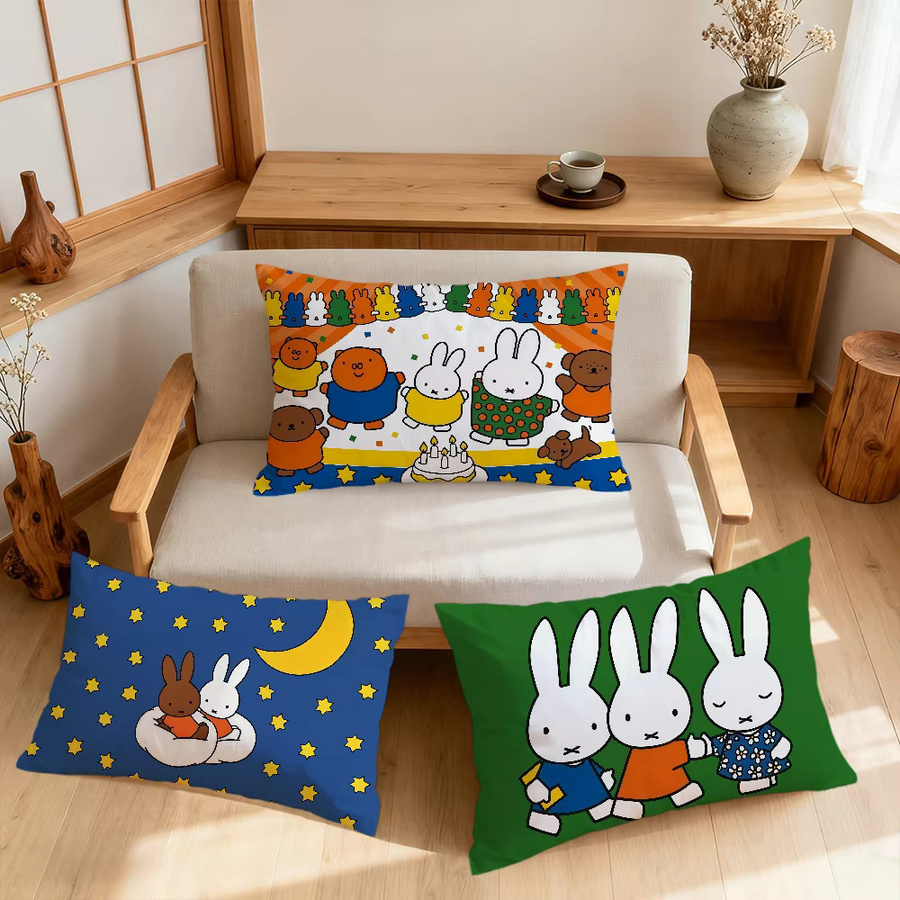 Miffy Rechteckiger Kissenbezug mit Cartoon Bunny Rabbit Motiv, Mehrfarbig, Breite: 30 cm, Tiefe: 30 cm, Höhe: 30 cm - Bild 3