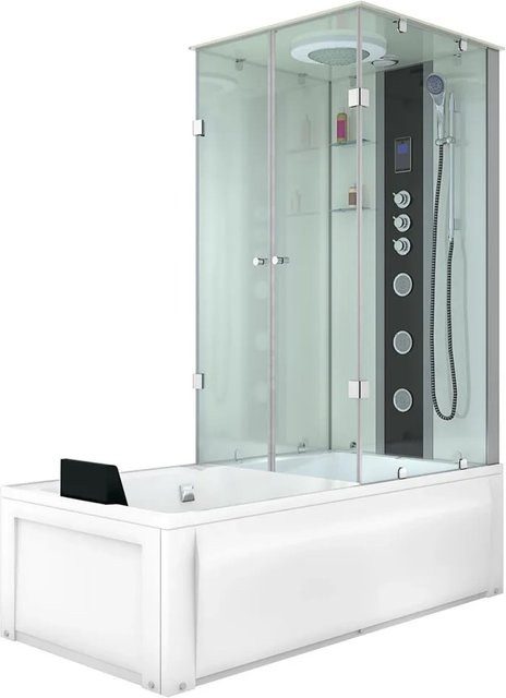 AcquaVapore Whirlpool Dusche Kombination K05-L03-WP-EC in Weiß mit Regendusche, Handbrause, Thermostat und Bodyjets, B/T/H: 90 x 55 x 180 cm - Bild 1