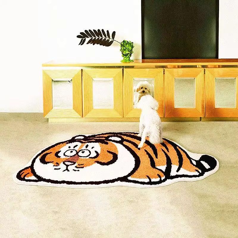 VIKAMA Bodenmatte im Tiger-Design aus Imitations-Kaschmir als dekorativer Teppich für Innenräume und Eingangsbereiche - Bild 3