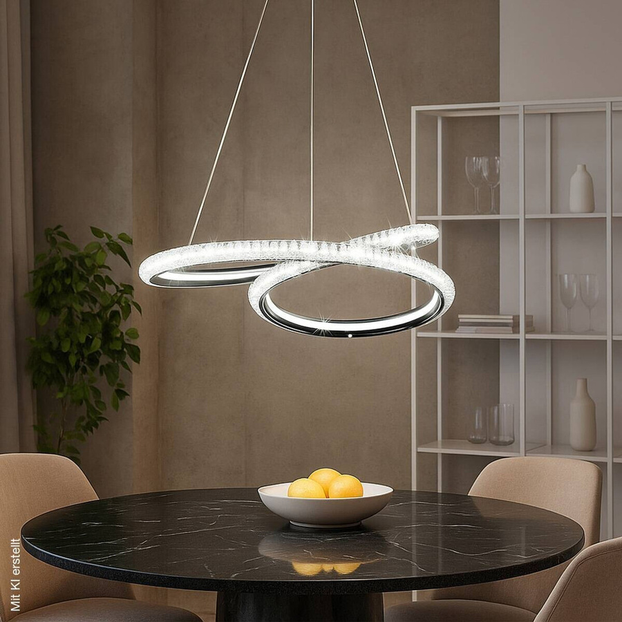 LED-Pendelleuchte POCOline Giorgia in Chrom, modernes Design aus Metall und Acryl, Höhe: 120 cm, Durchmesser: 45 cm - Bild 3