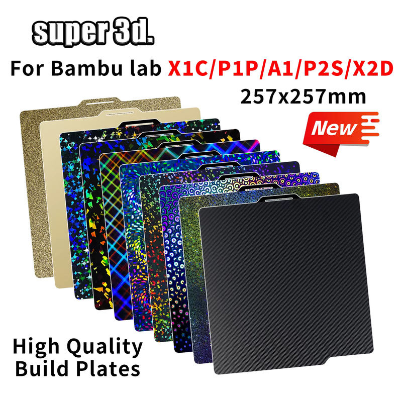 Bambulab PEI Federstahlblech Bauplatte für P1S, X1 Carbon, X1, A1 und X2D, B/T: 257 x 257 mm - Bild 5
