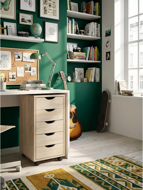Rollcontainer KADIMA DESIGN aus MDF in Braun mit 5 Schubladen und Rollen, B/T/H: 33 x 64 x 38 cm - Bild 1