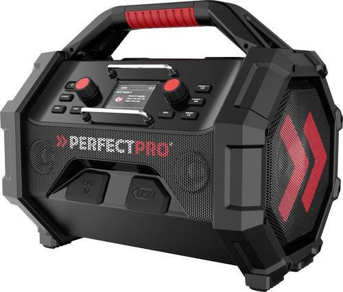 PerfectPro Rocktagon OCT-18V Baustellenradio mit DAB+, FM und Bluetooth, 30W, Schwarz Rot - Bild 1