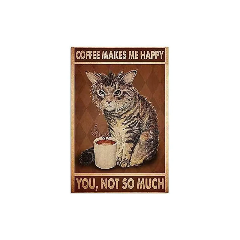 MATou Vintage Metallschild Retro Wandkunst Deko Blechschild Katze Mehrfarbig B: 20,0 cm, H: 14,0 cm - Bild 2